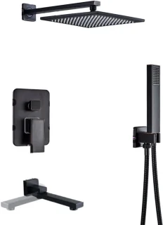 Douche set regendouche kraan wandmontage 8 inch zwart brons