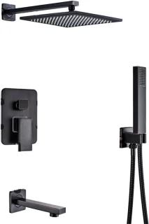 Douche set regendouche kraan wandmontage 8 inch zwart brons