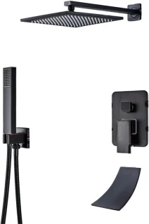 Douche set regendouche kraan wandmontage 8 inch zwart brons