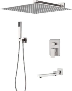Douche set regendouchekop armatuur geborsteld nikkel