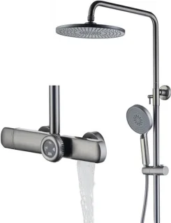 Douche set thermostaat regendouche 25 cm antraciet