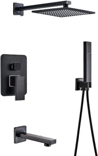 Douche systeem badkraan set 8 inch hoofddouche zwart