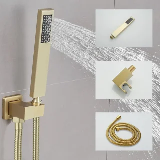 Douche Systeem Geborsteld Goud Wandmontage Douchekraanset