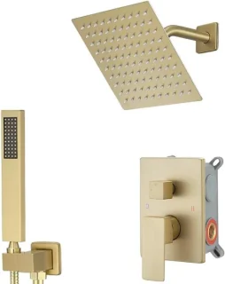 Douche Systeem Geborsteld Goud Wandmontage Douchekraanset