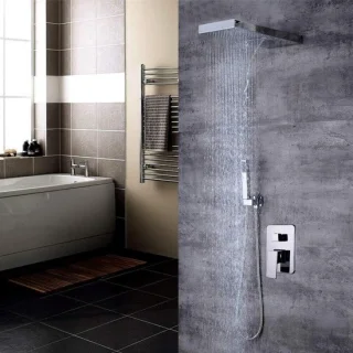 Douche systeem inbouw regendouche set 22 x 50 cm chroom