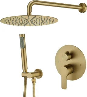 Douche systeem met mixer, geborsteld goud