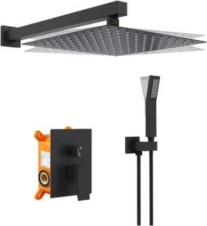 Douche systeem - regendouche combo - 30 cm - zwart