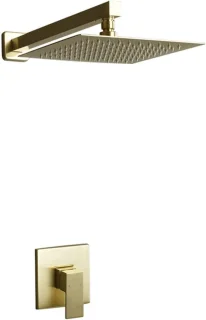 Douche systeem regendouche set 10 inch geborsteld goud