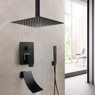 Douche systeem regendouche set 10 inch mat zwart