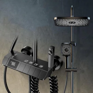 Douche systeem regendouche set 29 cm zwart