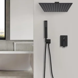 Douche systeem regendouche set 30 x 30 cm zwart