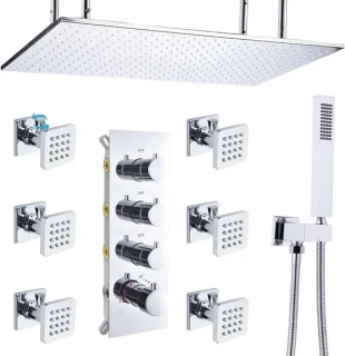Douche systeem - regendouche set - 40.6 cm - chroom