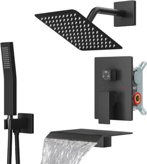 Douche systeem regendouche set 8 inch mat zwart