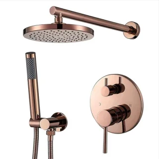 Douche systeem regendouche set 8 inch rose goud