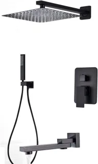 Douche systeem regendouche set mat zwart