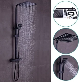 Douche Systeem Regendouche Set Mat Zwart