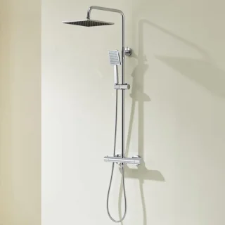 Douche systeem regendouche set met thermostaat, 25x25cm, chroom