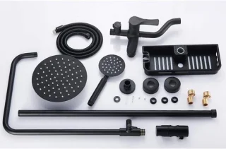 Douche systeem regendouche set met thermostatische mengkraan 8 inch zwart
