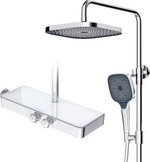 Douche systeem regendouche set thermostatisch chroom 26 x 26 cm