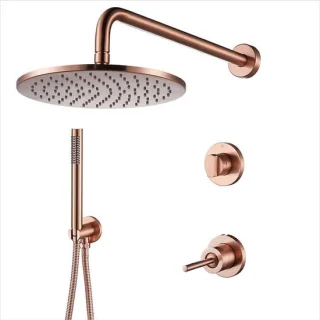 Douche systeem roségoud geborsteld