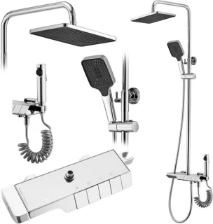 Douche systeem thermostaat kraan 20x30 cm chroom
