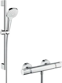 Douche thermostaatset regendouche systeem 0,65 m douchestang wit chroom
