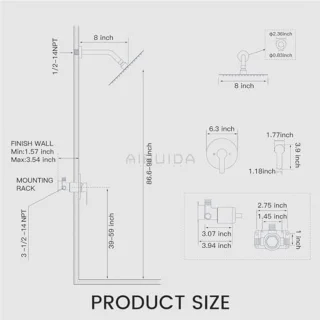 Douche trim kit wandmontage - geborsteld goud