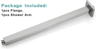 Douchearm 16 inch vierkant geborsteld nikkel