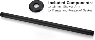 Douchearm met flens 16 inch Plafondmontage Mat zwart
