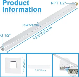 Douchearm plafond 60 cm chroom