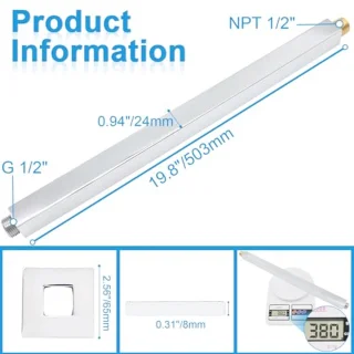 Douchearm plafondmontage 60 cm chroom