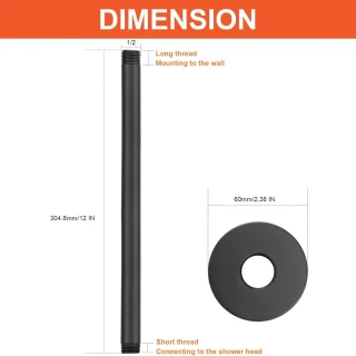 Douchearm verlengstuk plafondmontage 30,5 cm