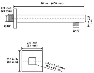 Douchearm voor regendouchekop 400 mm