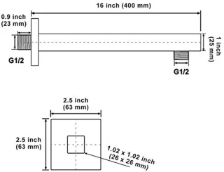 Douchearm voor regendouchekop 400 mm