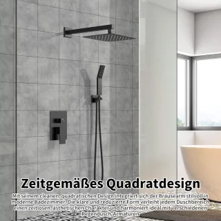 Douchearm Wandmontage 40 cm Zwart