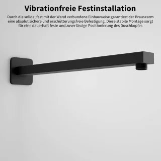 Douchearm Wandmontage 40 cm Zwart