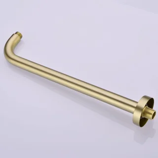 Douchearm wandmontage L-vormig 16 inch RVS met flens - geborsteld goud