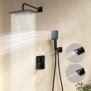 Douchearmatuurset Regendouche 12 inch Mat Zwart RVS