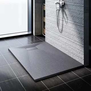 Douchebak leisteenlook 160 x 90 cm grijs mat