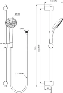 Douchecombinatie 312 x 723 mm