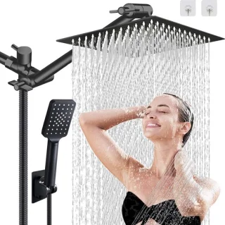 Douchecombinatie set - regendouche handdouche - 10 inch vierkant - mat zwart