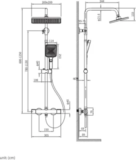 Douchekolom 88-125 cm