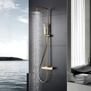 Douchekolom 90 cm Geborsteld Goud