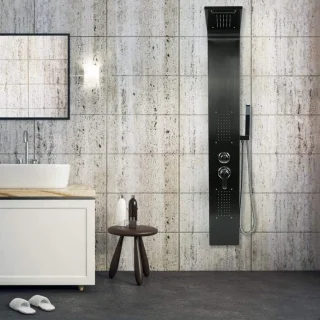 Douchekolom douchepaneel wandmontage 7x20x140cm zwart