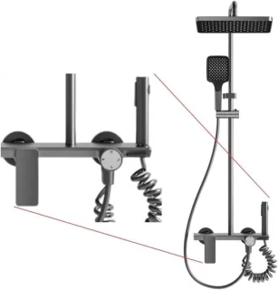 Douchekolom douchesysteem badkraan titanium zwart