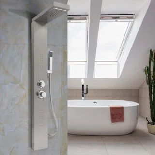 Douchekolom (Douchezuil) 15x47x130 cm - Wit/Zwart/Zilver