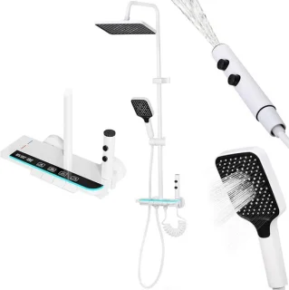 Douchekolom met led regendouche set 30x20cm zwart/grijs