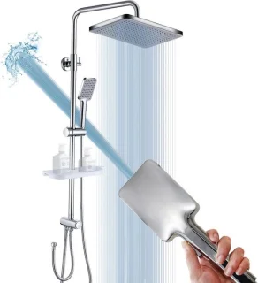 Douchekolom set rvs met regendouchekop en handdouche