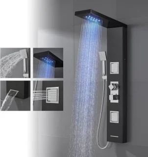 Douchekolom Thermostaat 123 cm Zwart
