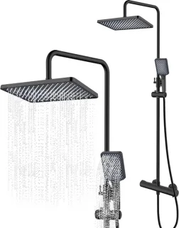 Douchekolom thermostatisch mat zwart